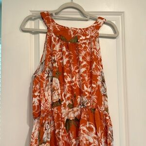 Orange floral Mlle Gabrielle midi dress